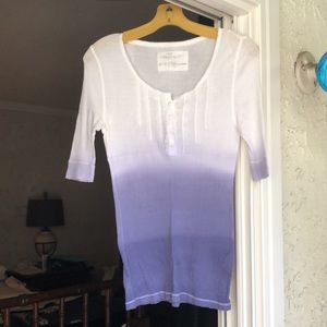 Aeropostale ribbed tee top elbow sleeves dip dye tri color hombre rainbow cotton